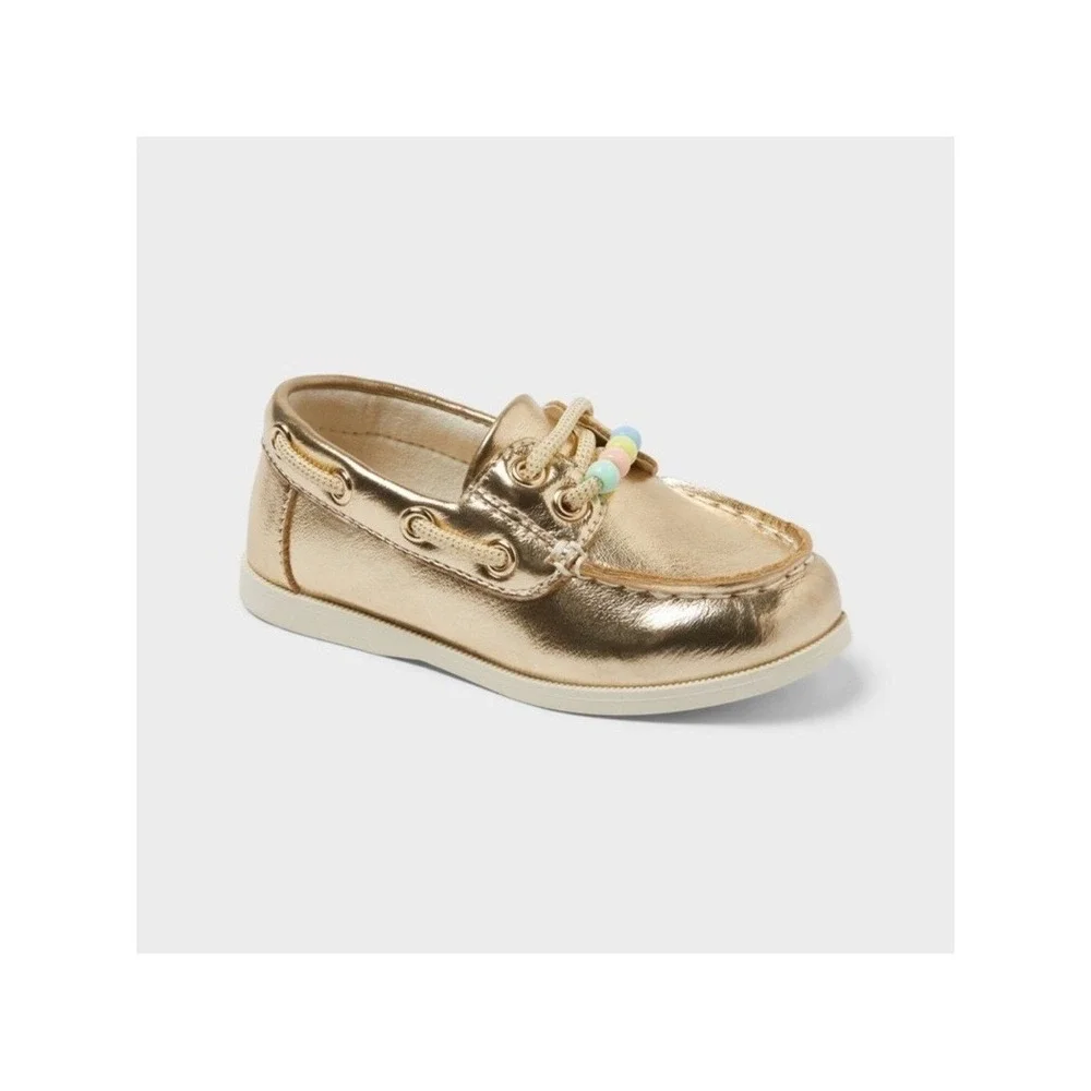 Baby Girl Hampton Boat Shoes by Cat & Jack Gold Size 7 New With Tags